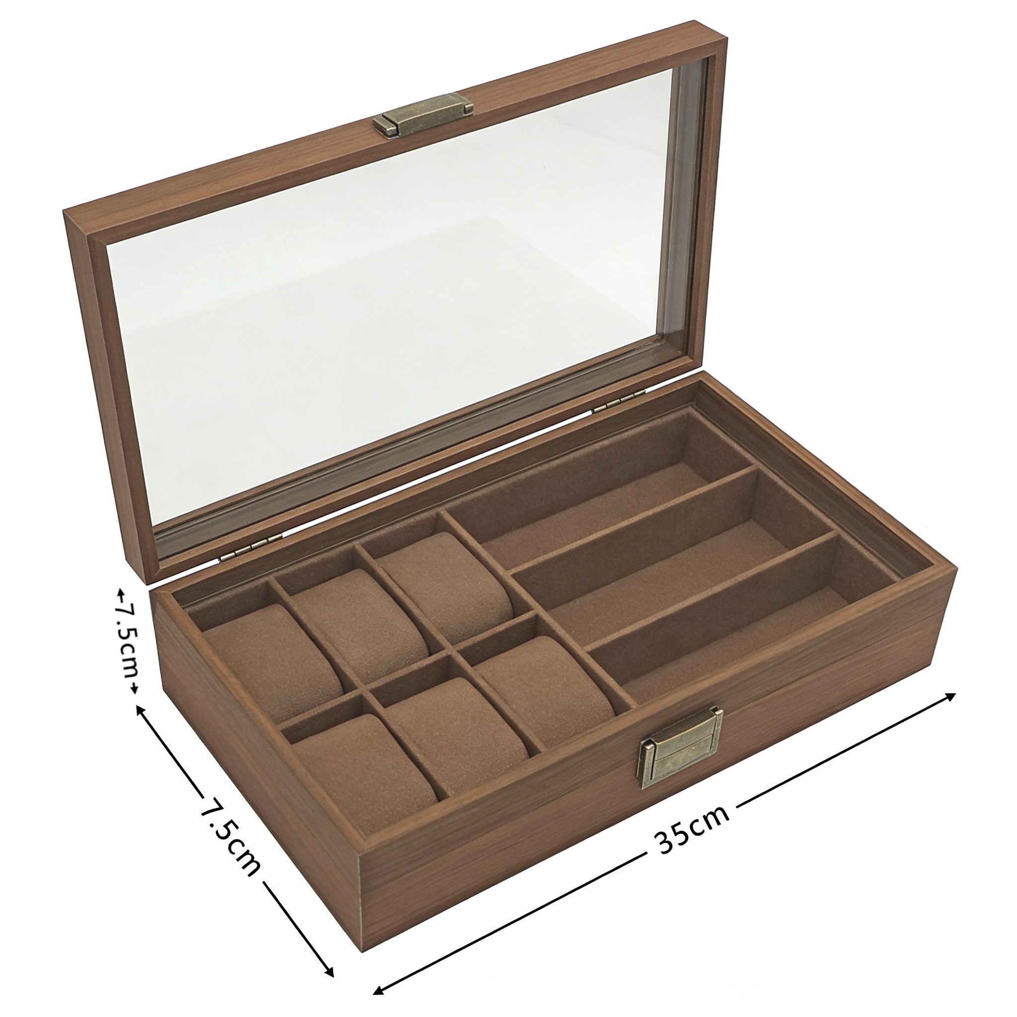 6-Watch Box with 3 Glasses Compartments