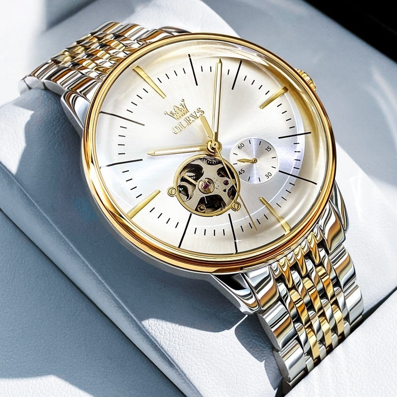 Star Skeleton Leather Mens Automatic Watch