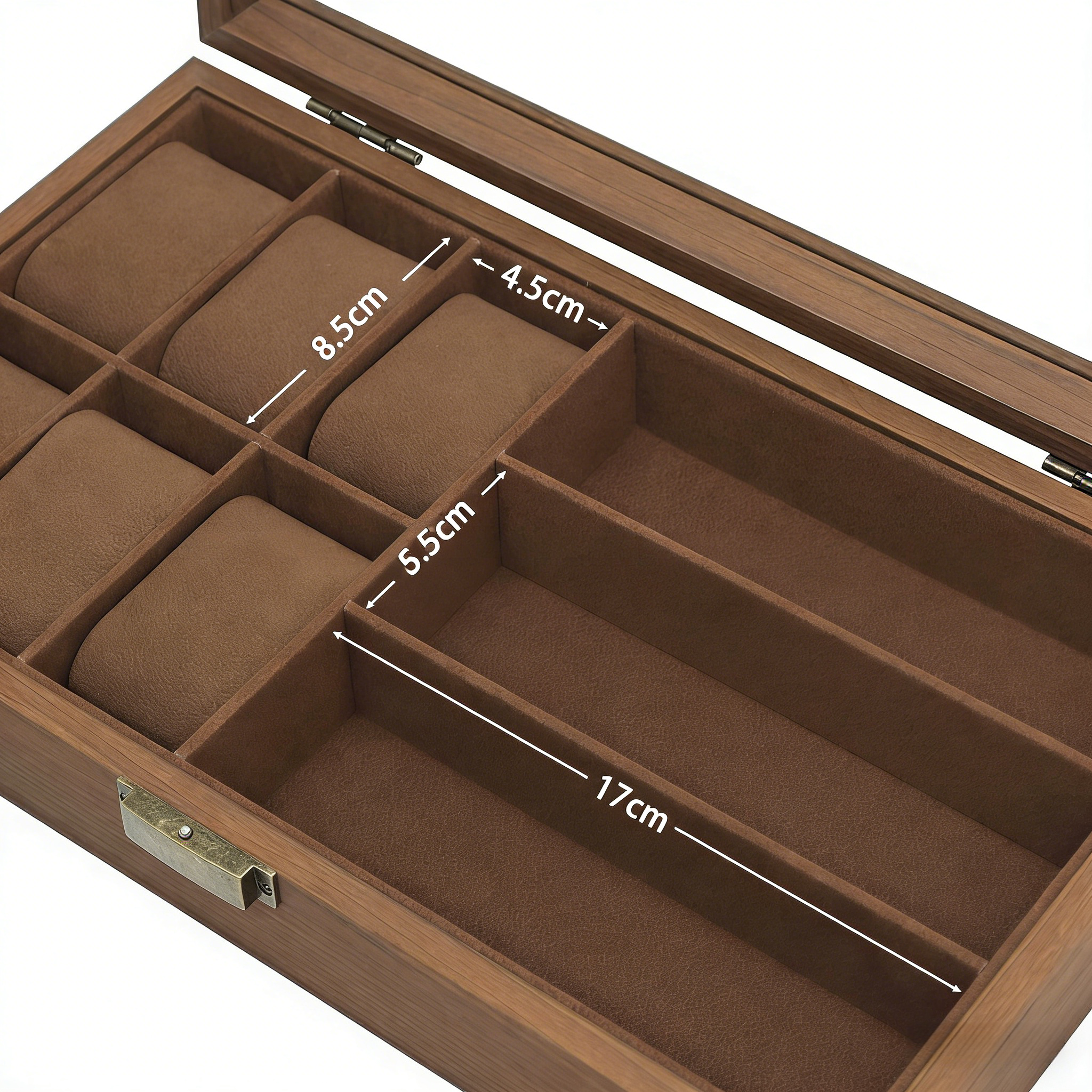 6-Watch Box with 3 Glasses Compartments