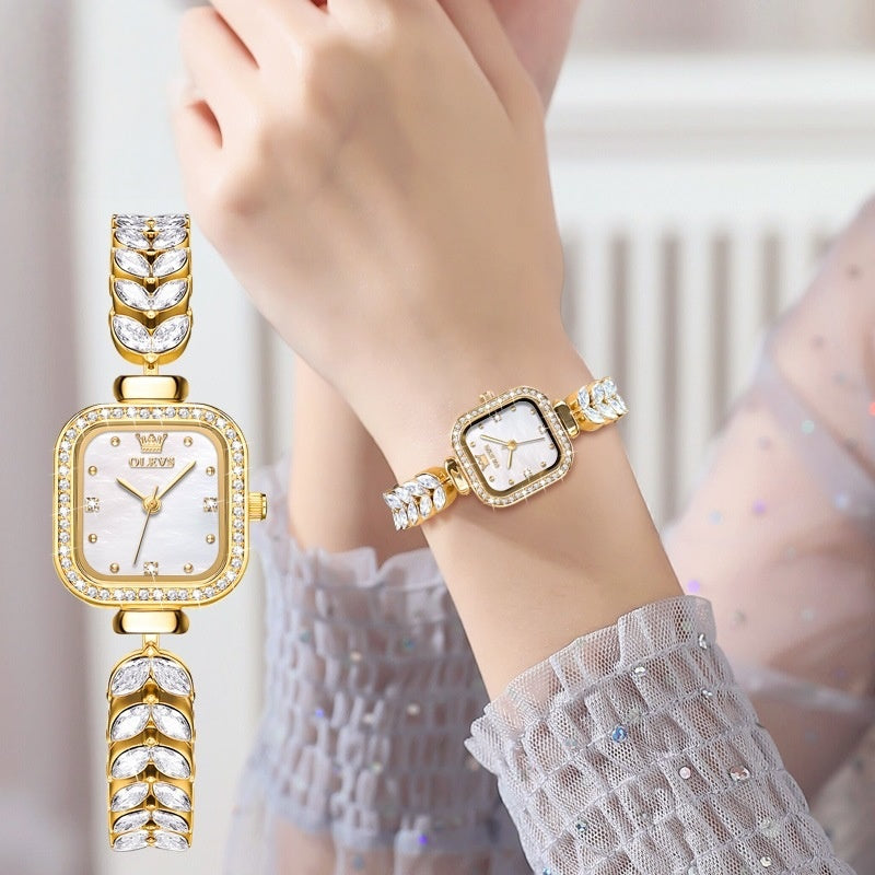 Crystal Square Womens Quartz Watch