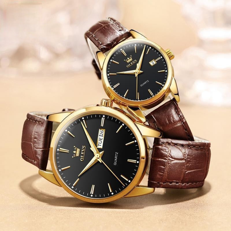 Couple Harmony Leather Quartz Watch