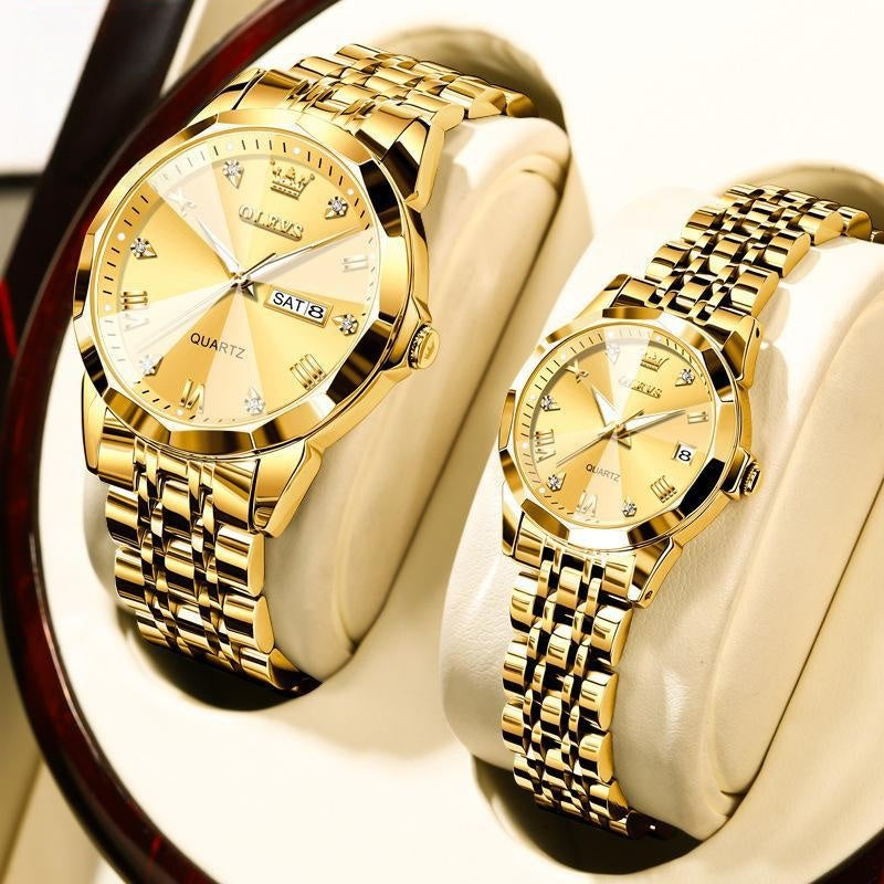 Couple Harmony Day Date Quartz Watch