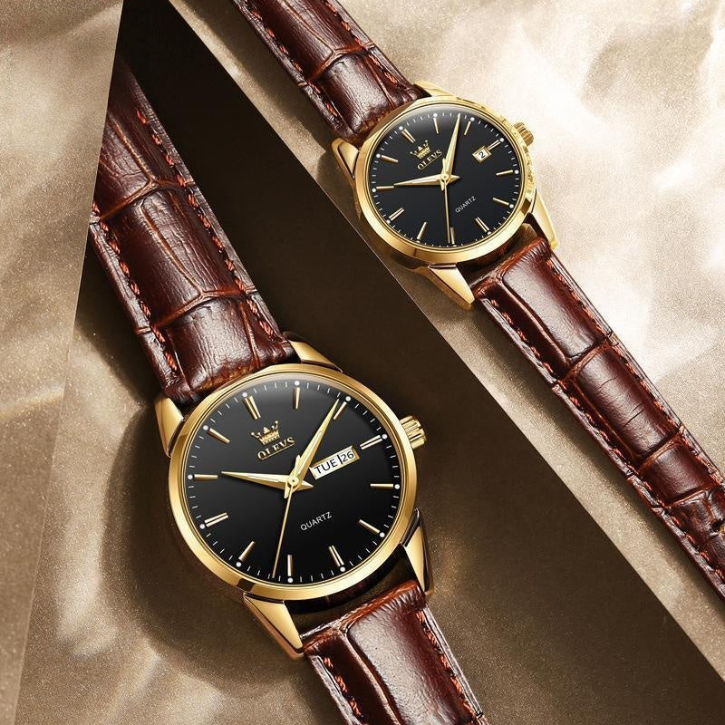 Couple Harmony Leather Quartz Watch