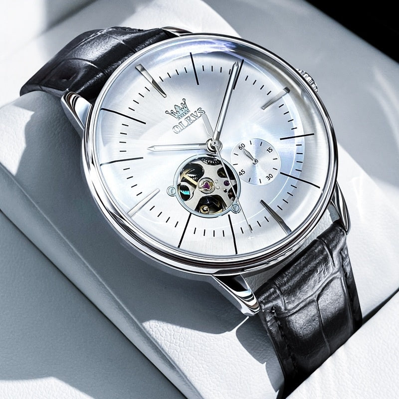 Star Skeleton Leather Mens Automatic Watch