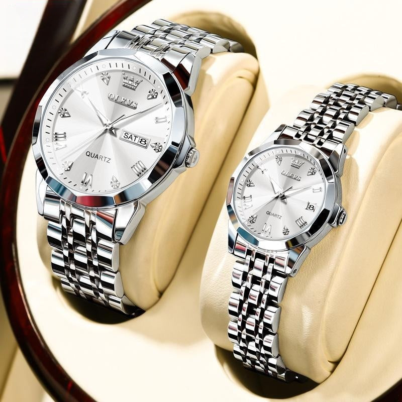 Couple Harmony Day Date Quartz Watch