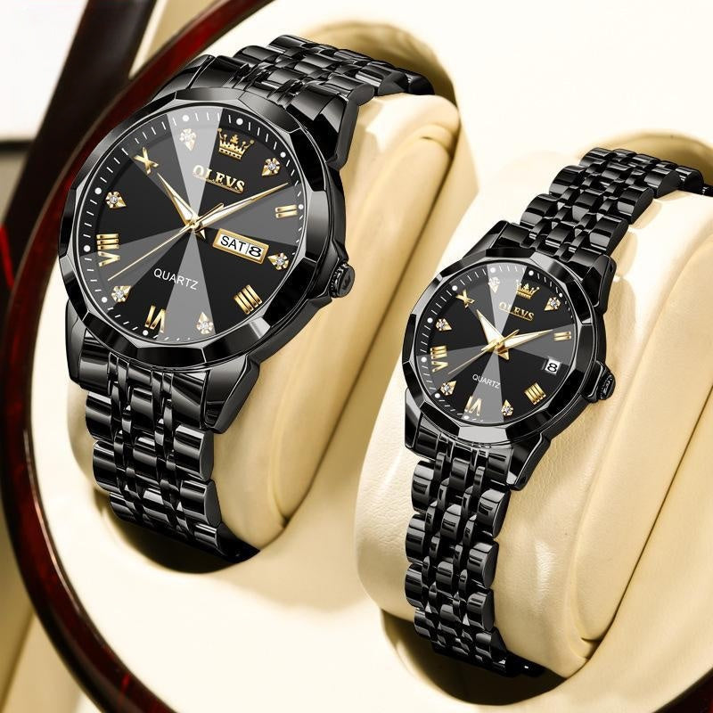Couple Harmony Day Date Quartz Watch