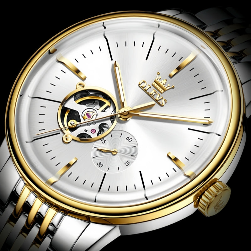 Star Skeleton Leather Mens Automatic Watch