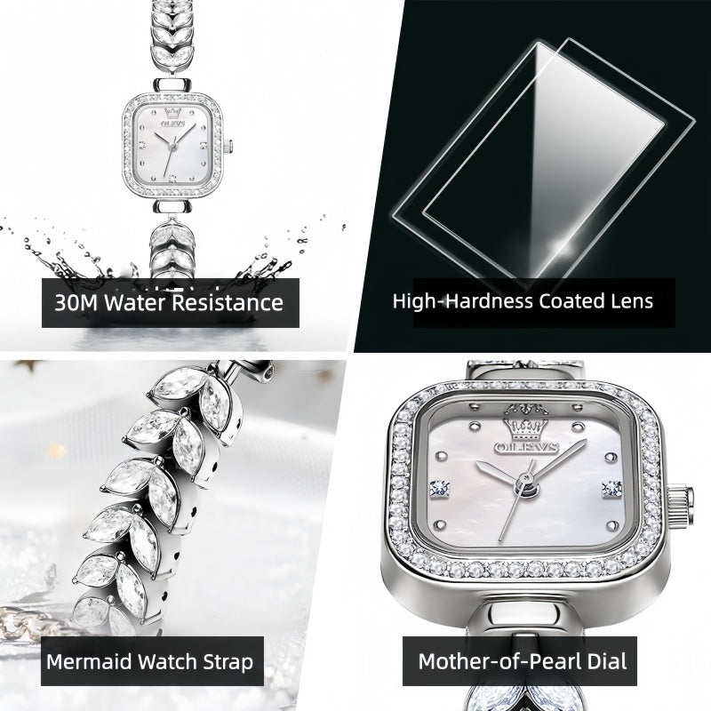 Crystal Square Womens Quartz Watch