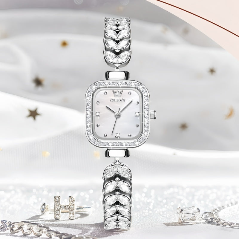 Crystal Square Womens Quartz Watch