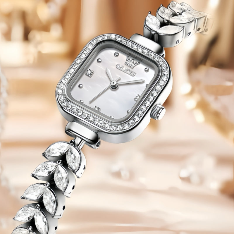 Crystal Square Womens Quartz Watch